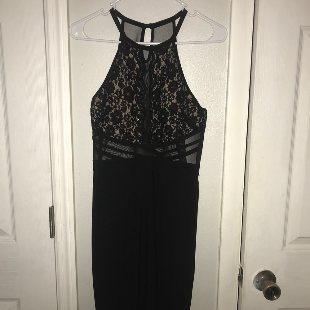 Black, tight, knee short dress